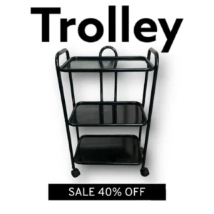 Small 3‑Shelf Tea Serving Trolley (Metal Frame)