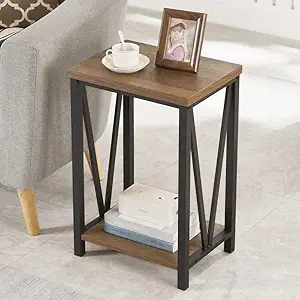 Modern Edge V-Frame Narrow Side Table (2-Tier Storage)