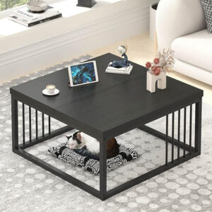 Elegant Center Table with Wooden Top and Sturdy Metal Frame